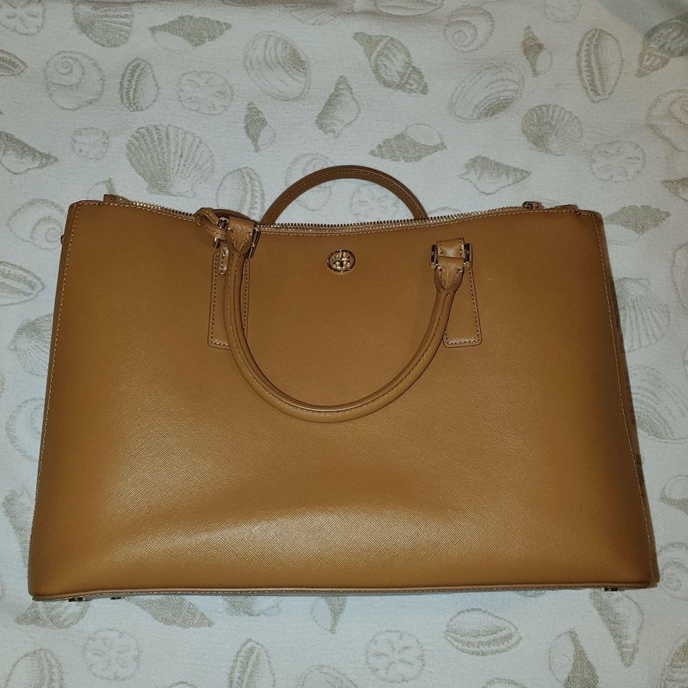 Tory Burch Robinson Double Zip Tote in Tiger's Eye - Picture 2 of 6
